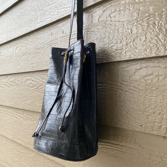 Vintage Jennifer graham leather Drawstring bucket Bag, black - Picture 9 of 16